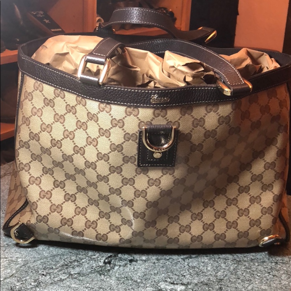 💯Original! Gucci GG Crystal Abbey Large Tote Bag